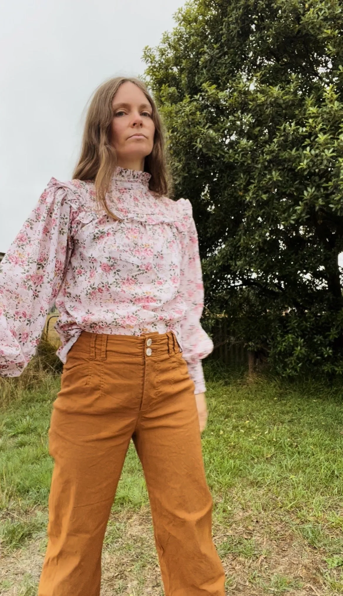 100% RECYCLED COTTON - BAMBI BLOUSE PINK ROSE FLORAL