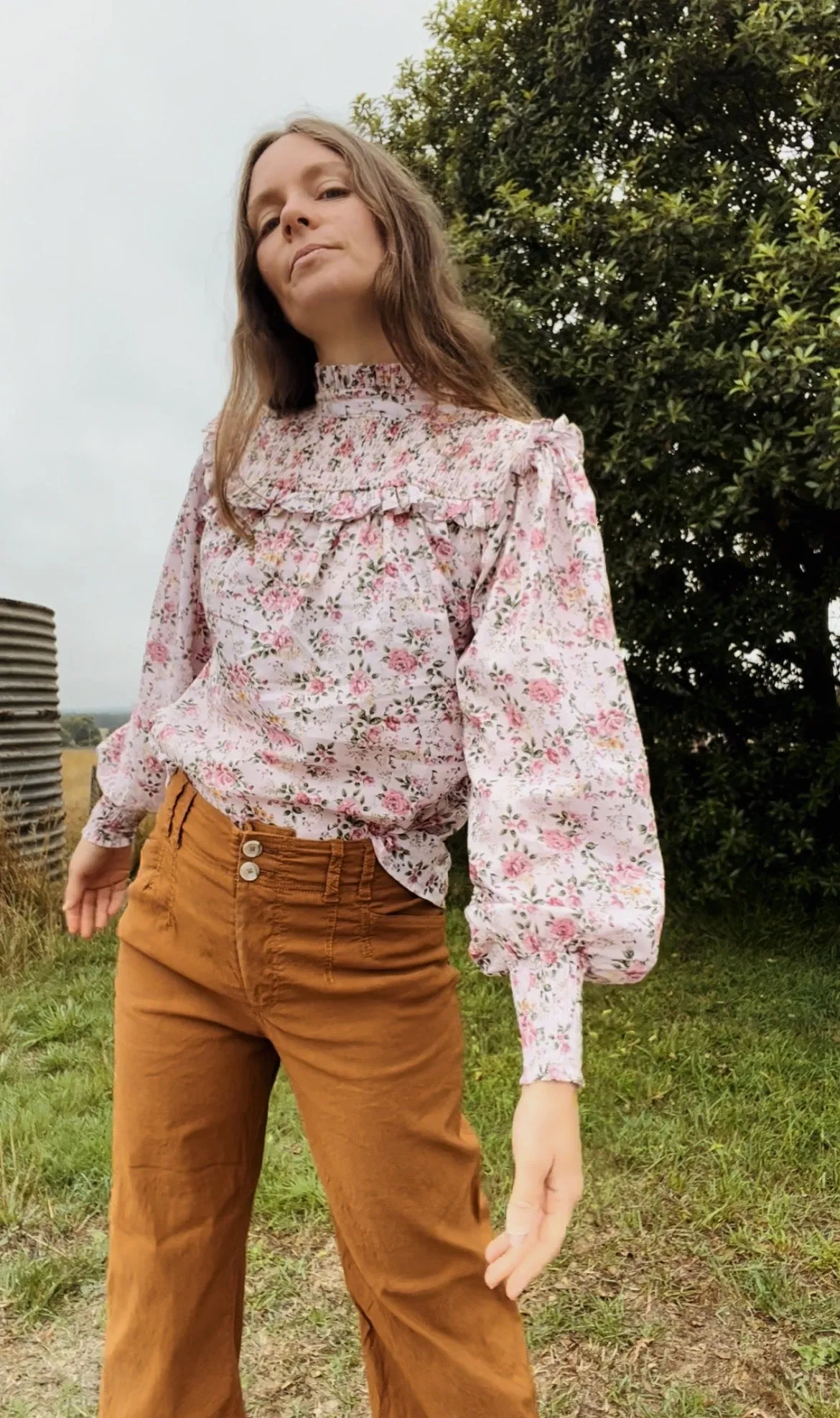 100% RECYCLED COTTON - BAMBI BLOUSE PINK ROSE FLORAL