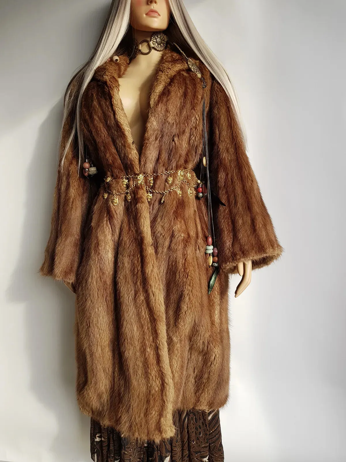 1940s Vintage Italian Fur Coat - Rich Golden Brown - Absolutely Gorgeous - Soft & Dreamy - Full Length