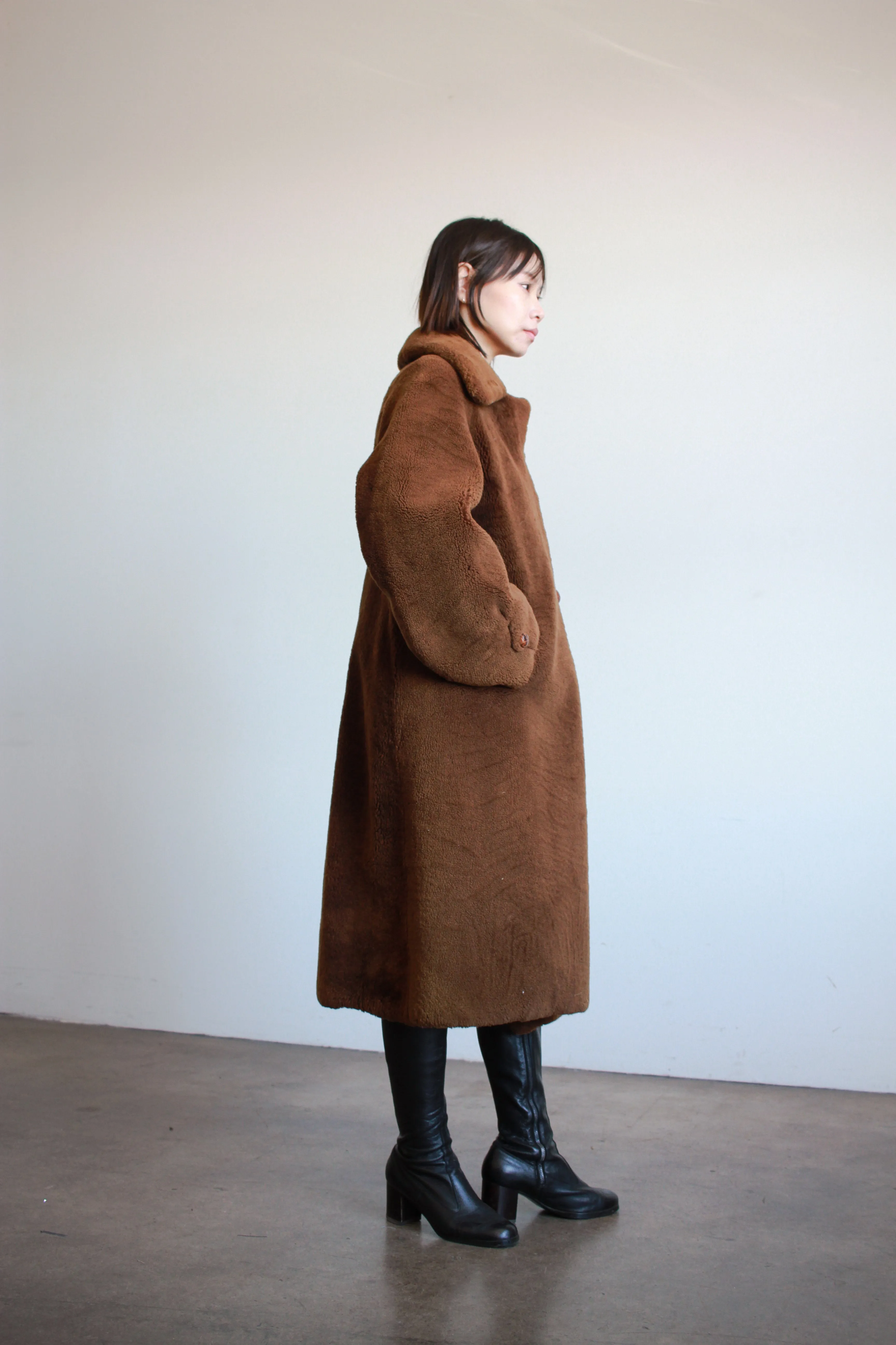 1960s Brown Faux Fur Teddy Coat