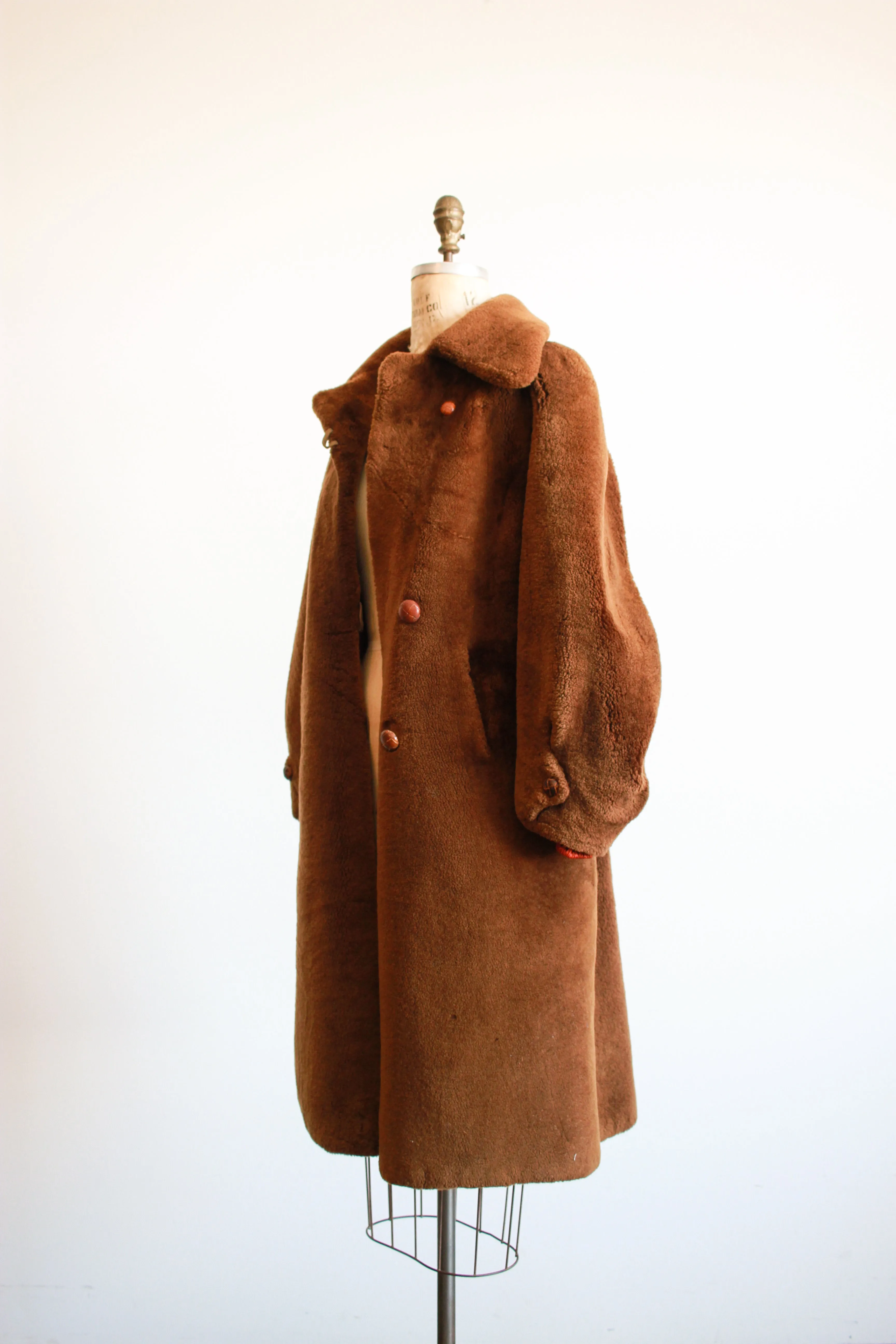 1960s Brown Faux Fur Teddy Coat