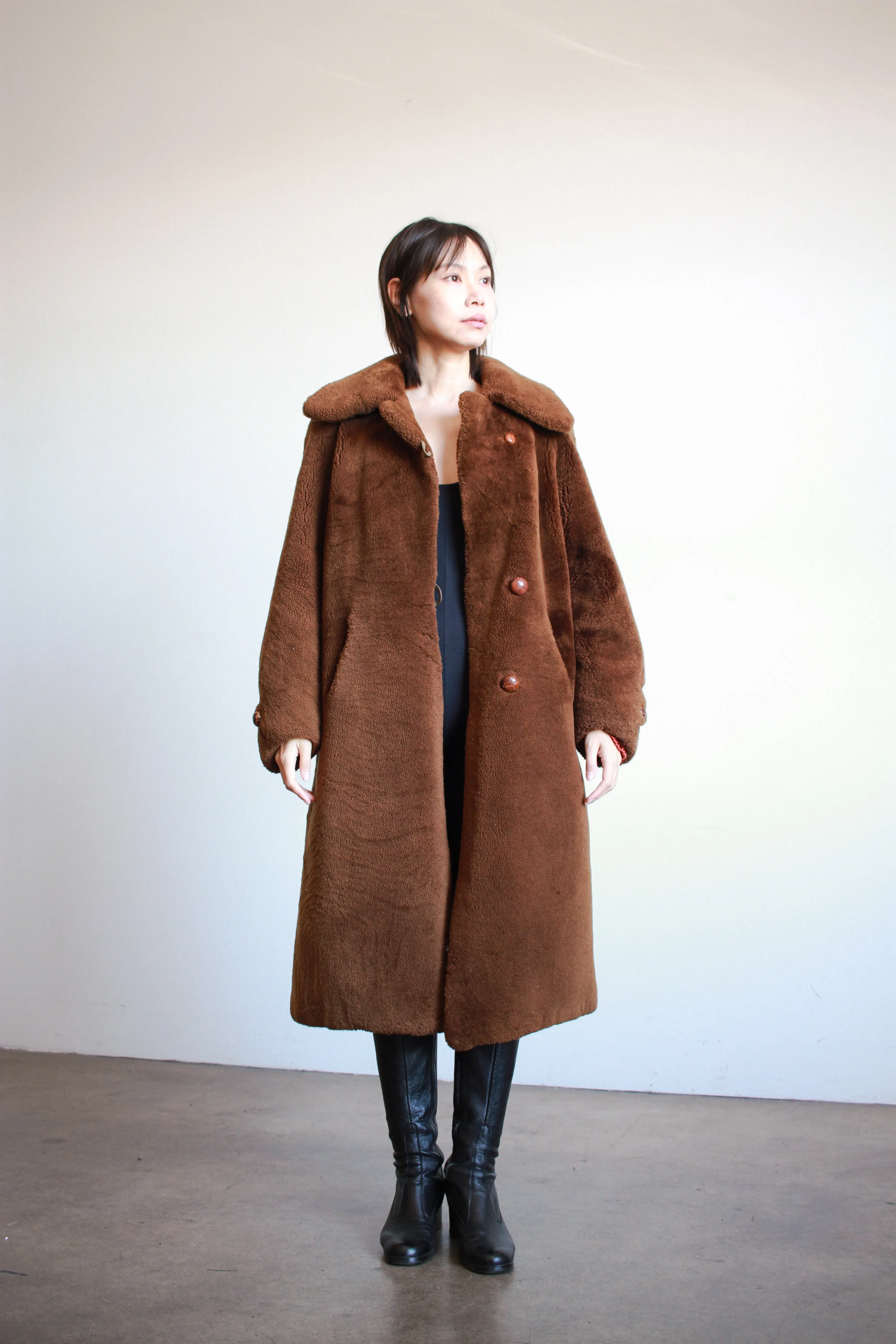 1960s Brown Faux Fur Teddy Coat