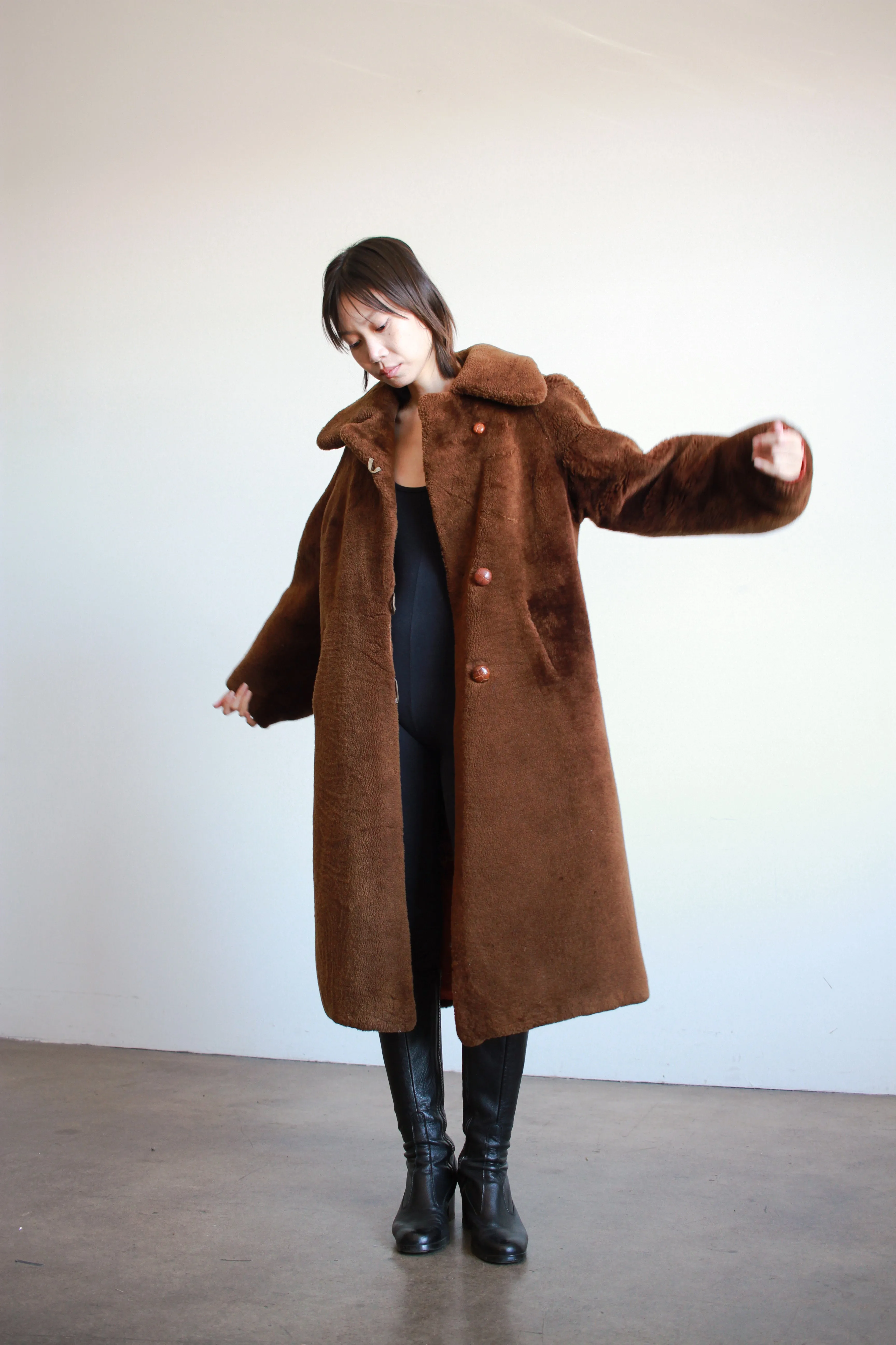 1960s Brown Faux Fur Teddy Coat