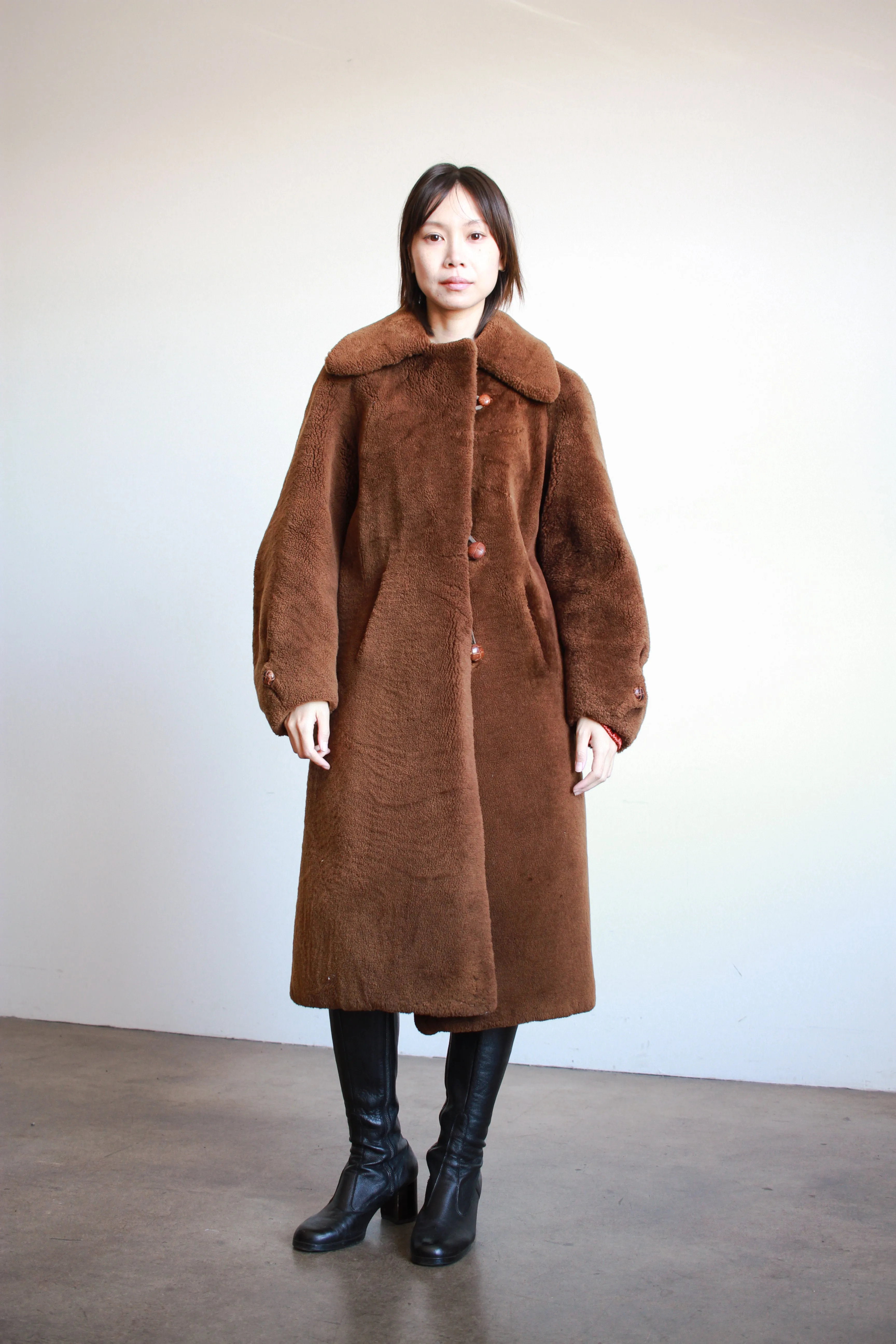 1960s Brown Faux Fur Teddy Coat