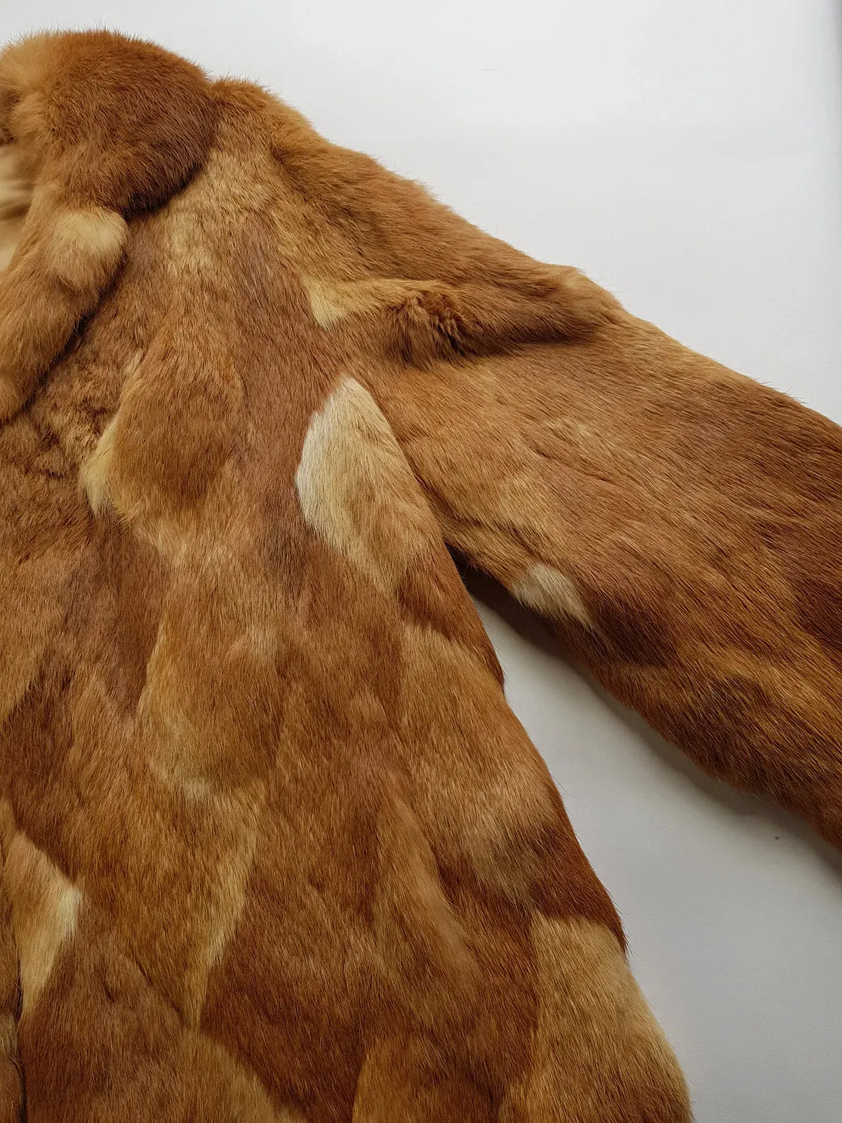 1960s Vintage Caramel Rabbit Fur Coat - Diamond Pattern - Rich Golden Caramel - Absolutely Gorgeous - Soft & Dreamy - Hip Length