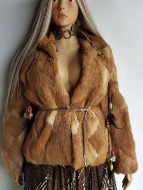 1960s Vintage Caramel Rabbit Fur Coat - Diamond Pattern - Rich Golden Caramel - Absolutely Gorgeous - Soft & Dreamy - Hip Length