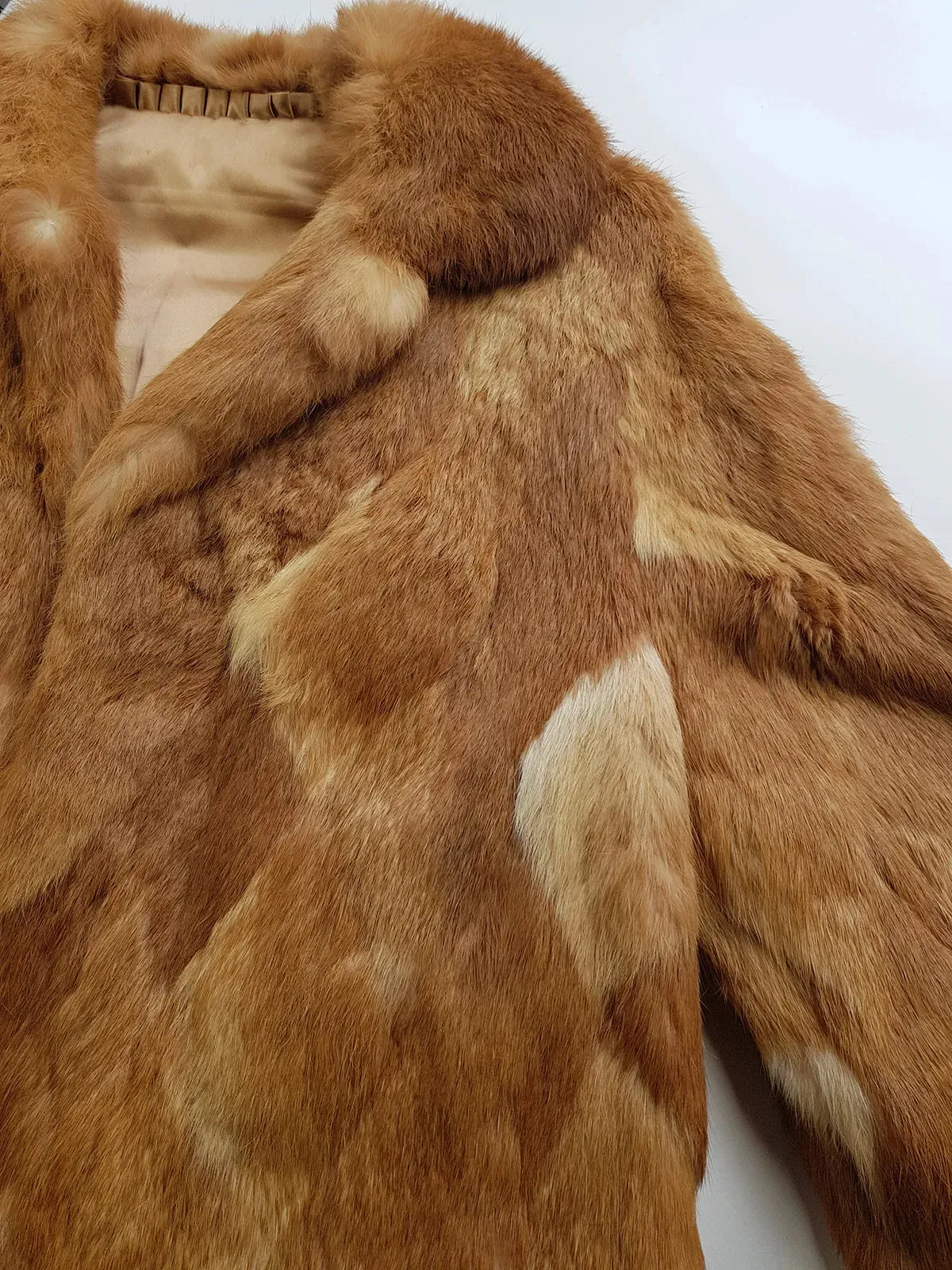 1960s Vintage Caramel Rabbit Fur Coat - Diamond Pattern - Rich Golden Caramel - Absolutely Gorgeous - Soft & Dreamy - Hip Length