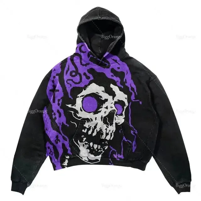 2022 New Grunge Long Gothic Spider Print Oversize Zip Up Hoodies Sleeve Sweatshirt Men Punk Harajuku Loose Coat Streetwear