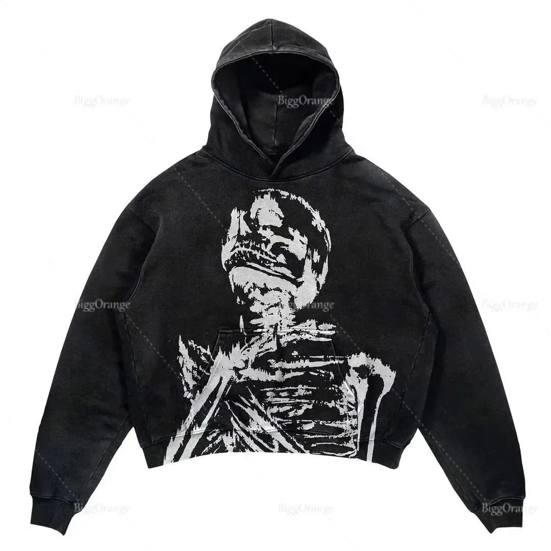 2022 New Grunge Long Gothic Spider Print Oversize Zip Up Hoodies Sleeve Sweatshirt Men Punk Harajuku Loose Coat Streetwear