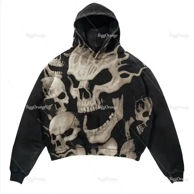 2022 New Grunge Long Gothic Spider Print Oversize Zip Up Hoodies Sleeve Sweatshirt Men Punk Harajuku Loose Coat Streetwear