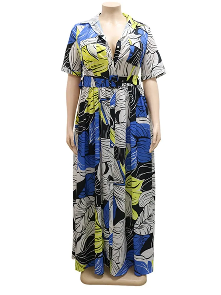 5XL Plus Size Blouse Maxi Dress For Women Summer