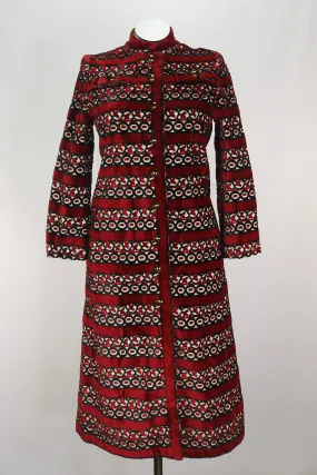 60s Davidow Velvet Nehru Red Coat         M