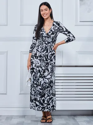 Abstract Print Jersey Maxi Dress, Abstract Multi