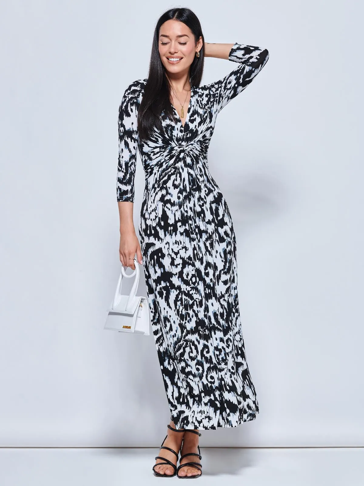 Abstract Print Jersey Maxi Dress, Abstract Multi