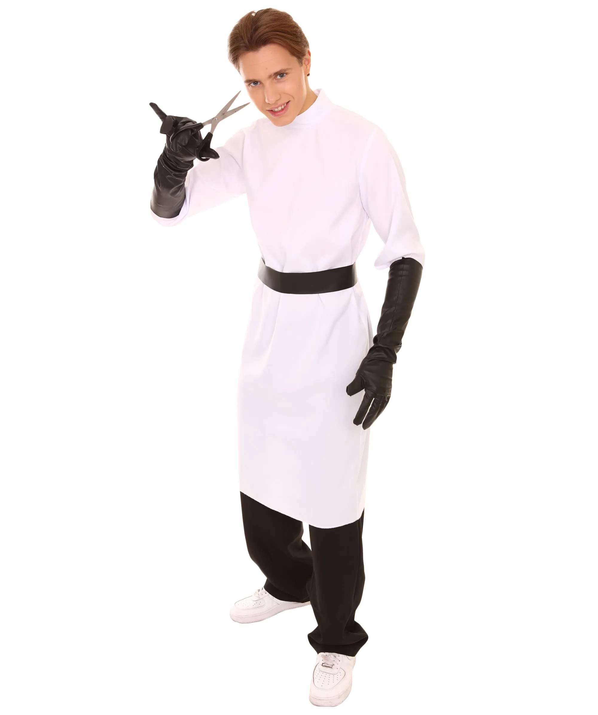 Adult Men's Mad Scientist Costume | White Black belted Cosplay Costume