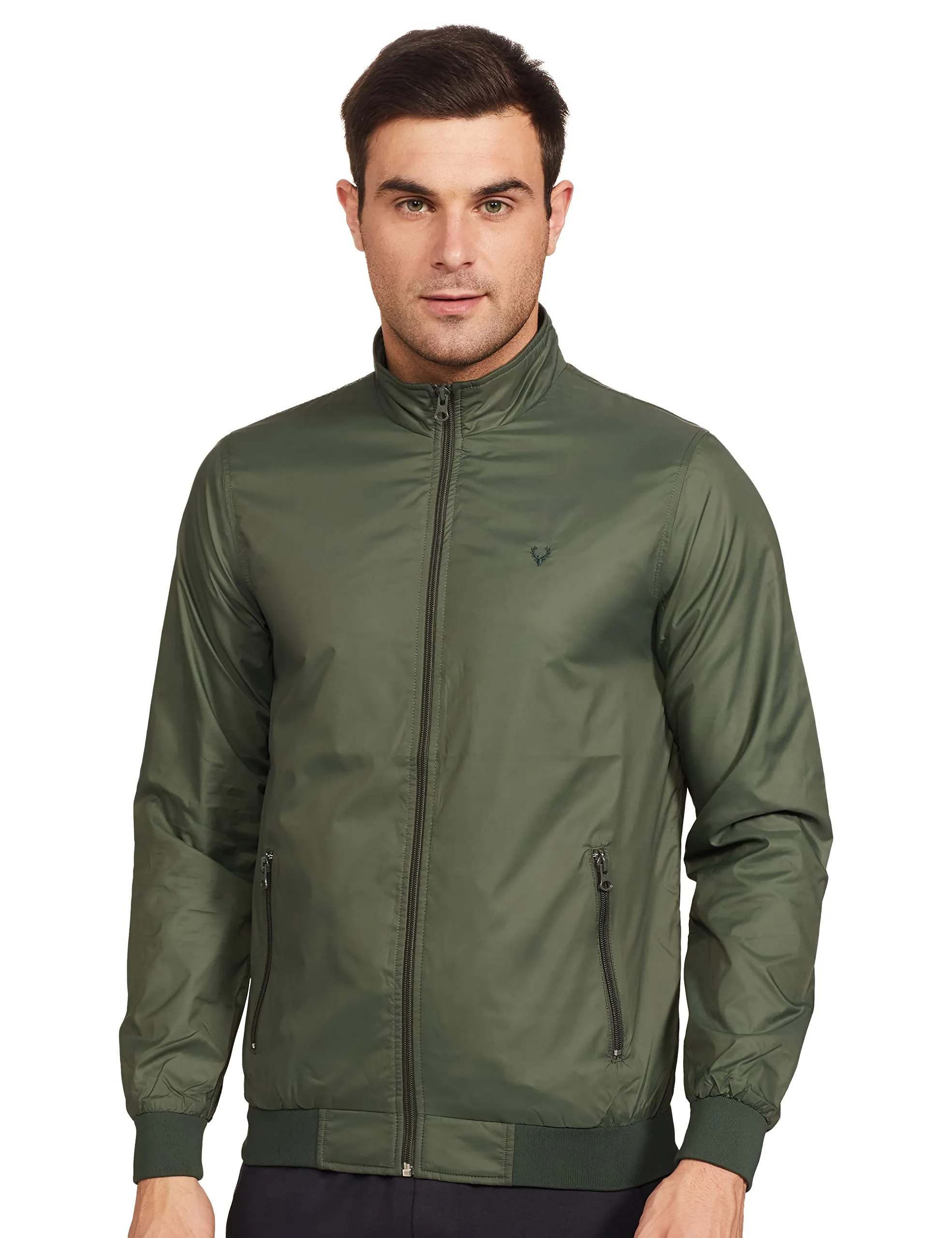 Allen Solly Men's Polyester A-Line Coat (ASJKOBOPY84400_Green_Medium)