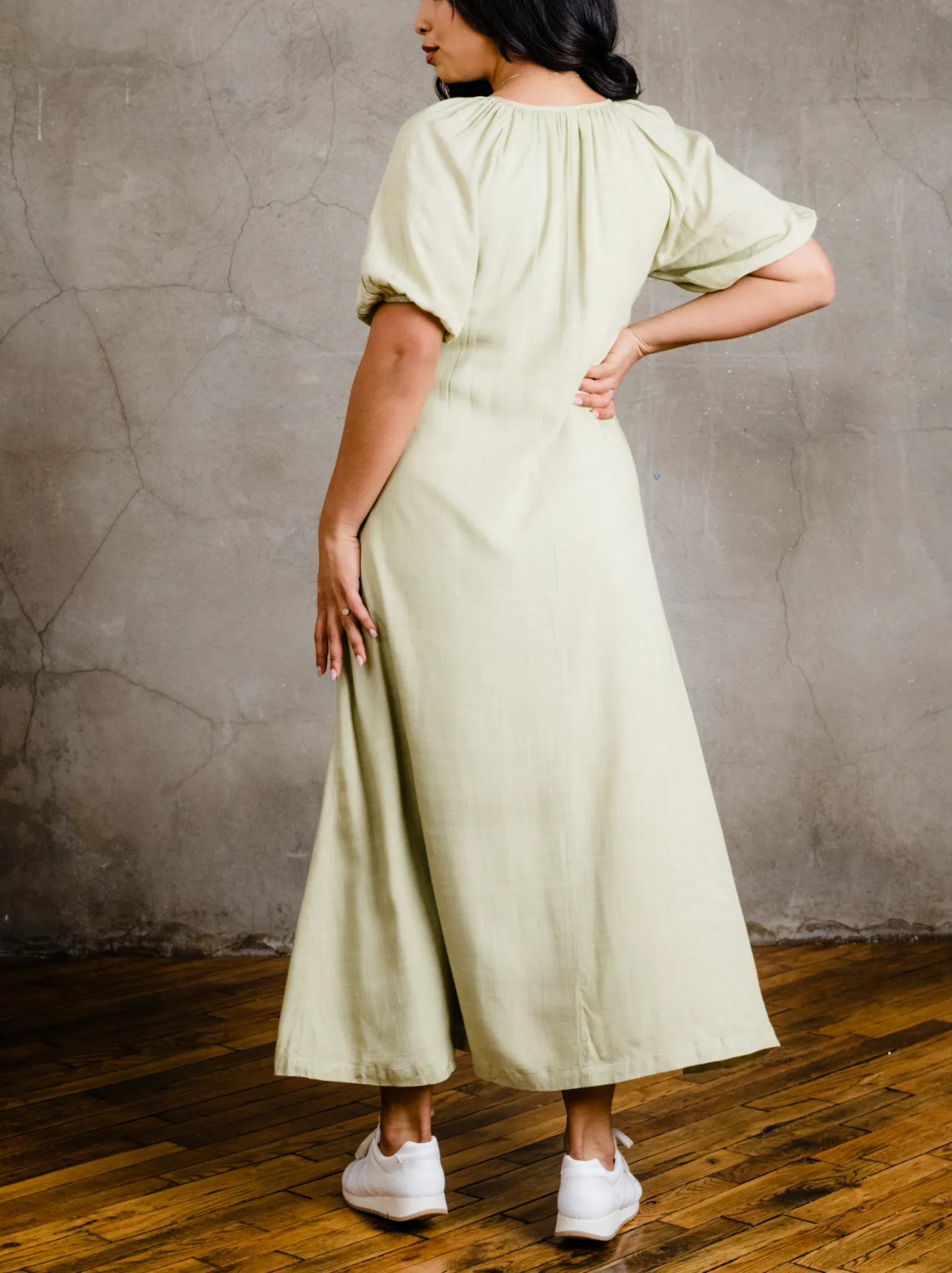 Amari Puff Sleeve Maxi Dress - Pear