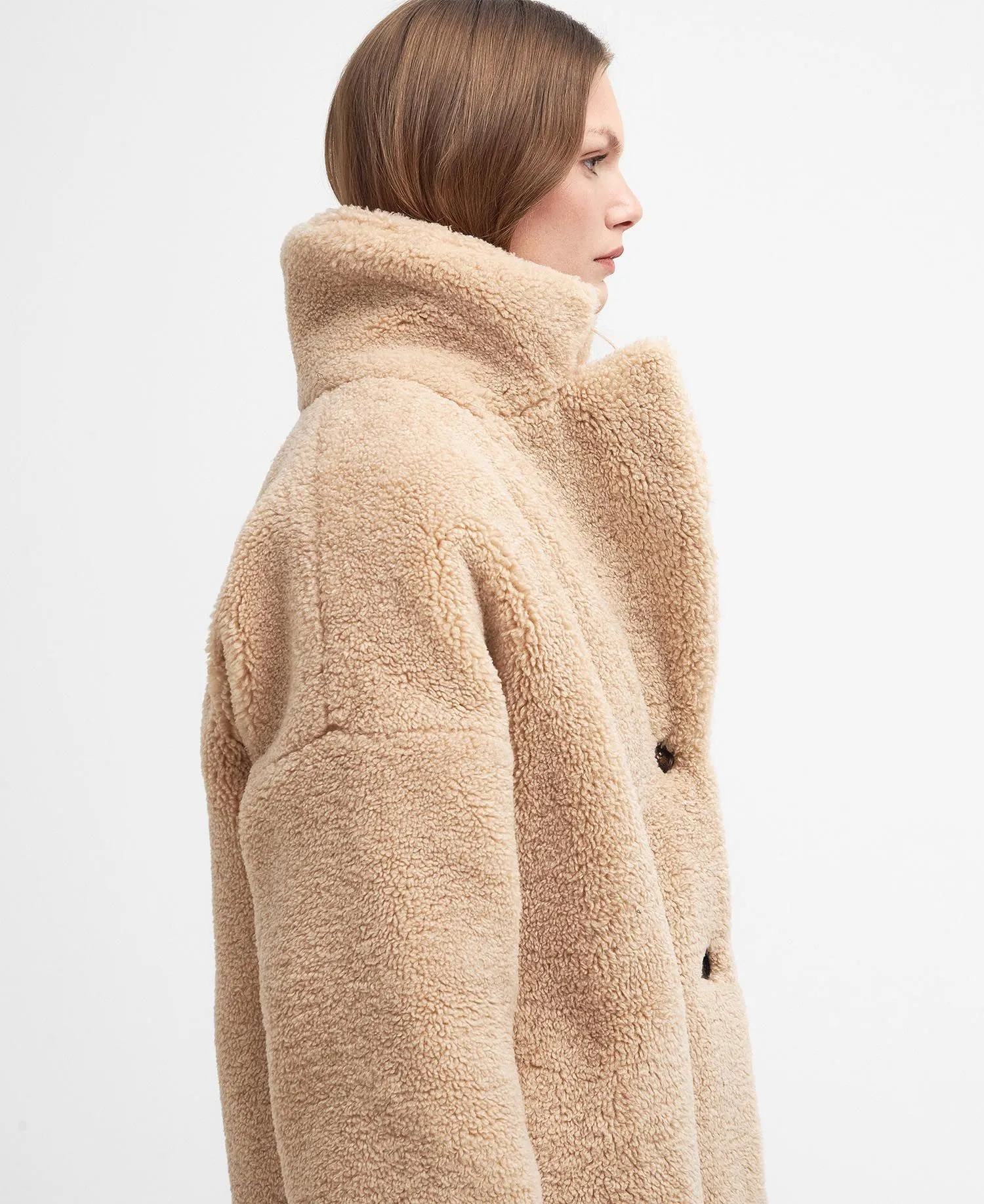 Ambani Teddy Coat - Beige/Winter White Tartan