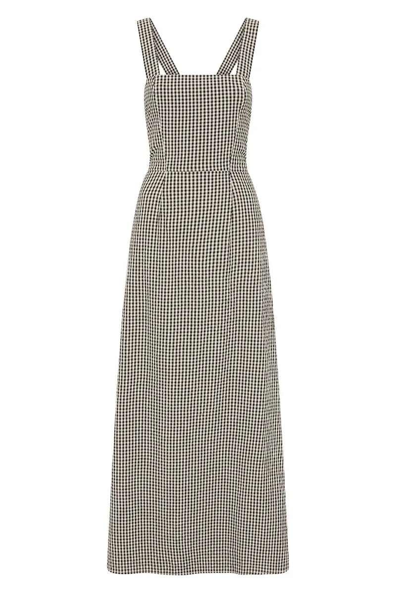 AMELIA SQUARE NECK DRESS - GINGHAM