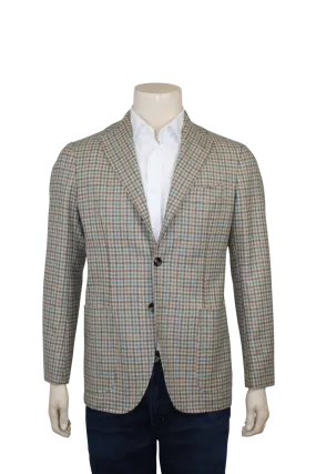 Aqua Brown Tan Check Sport Coat