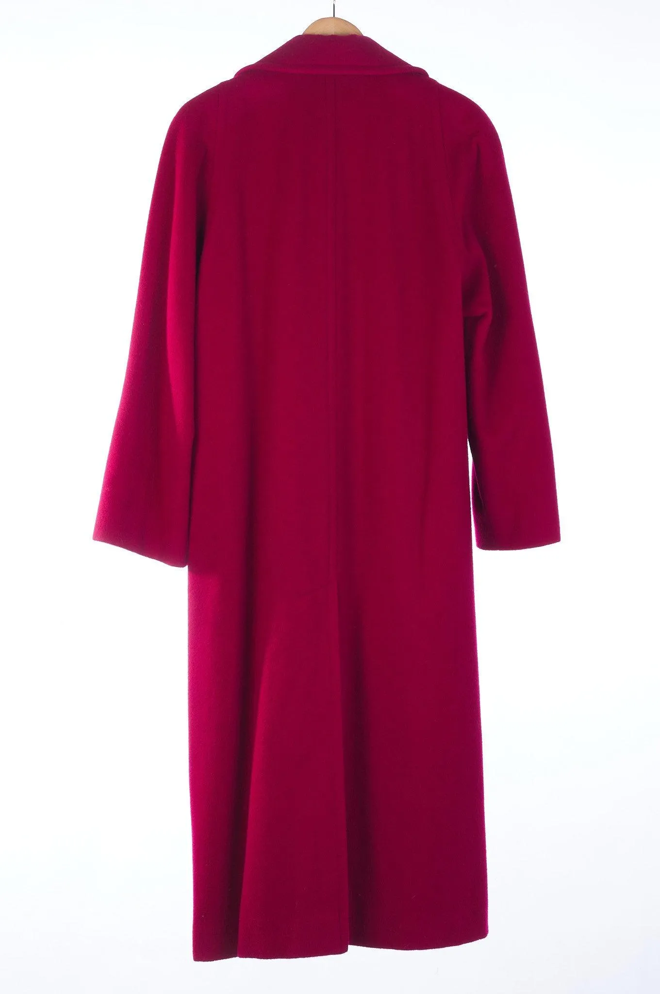 Aquascutum Pure New Wool Raspberry Red Full Length Coat UK Size 12