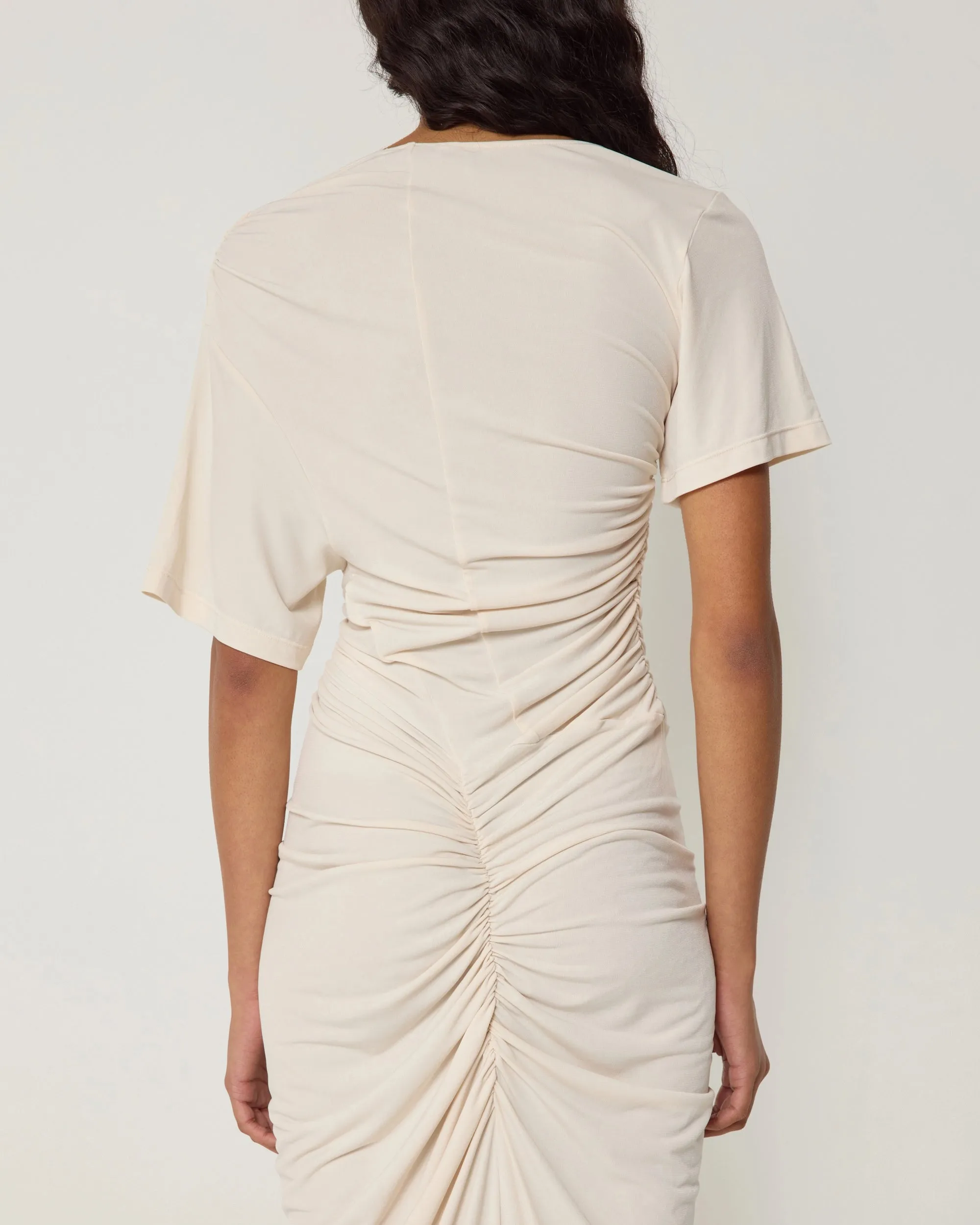 Asymmetrical Ruched Dress | Shell