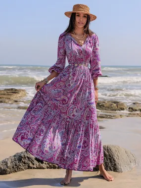 Balloon Sleeve Beach Maxi Dress