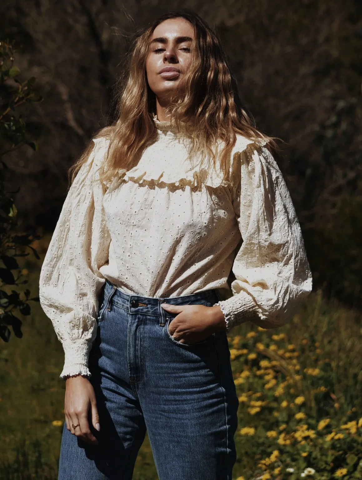 BAMBI BLOUSE IVORY COTTON LACE