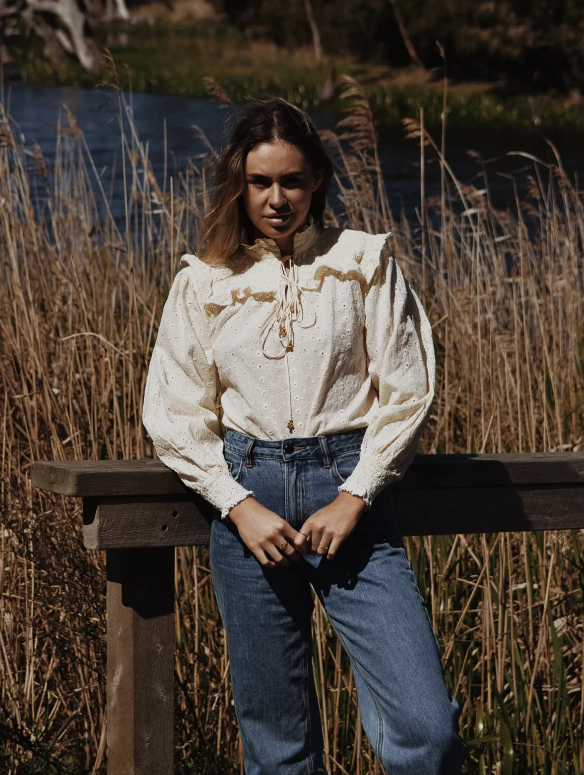 BAMBI BLOUSE IVORY COTTON LACE