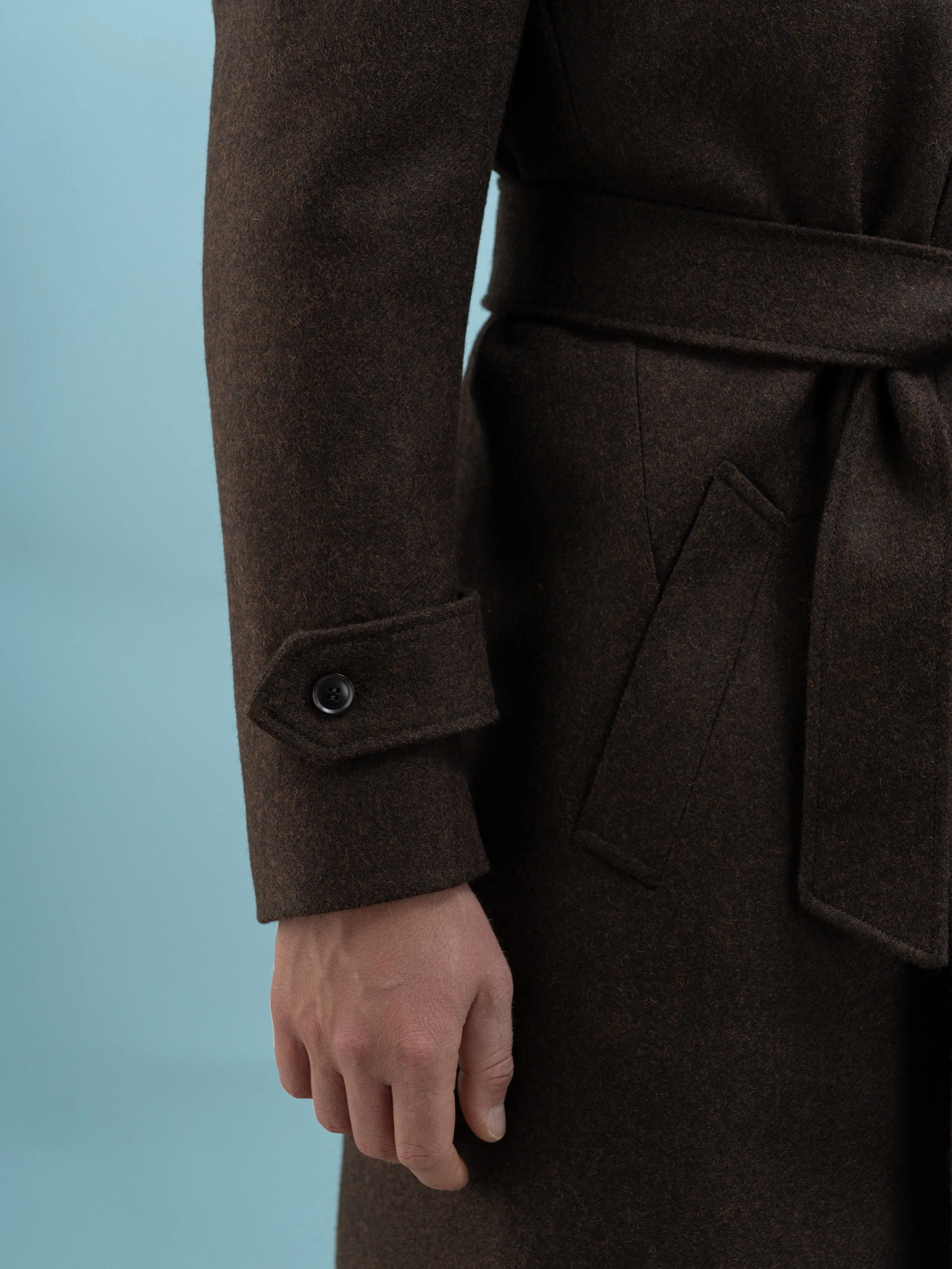 Belted Brown Lambswool Coat