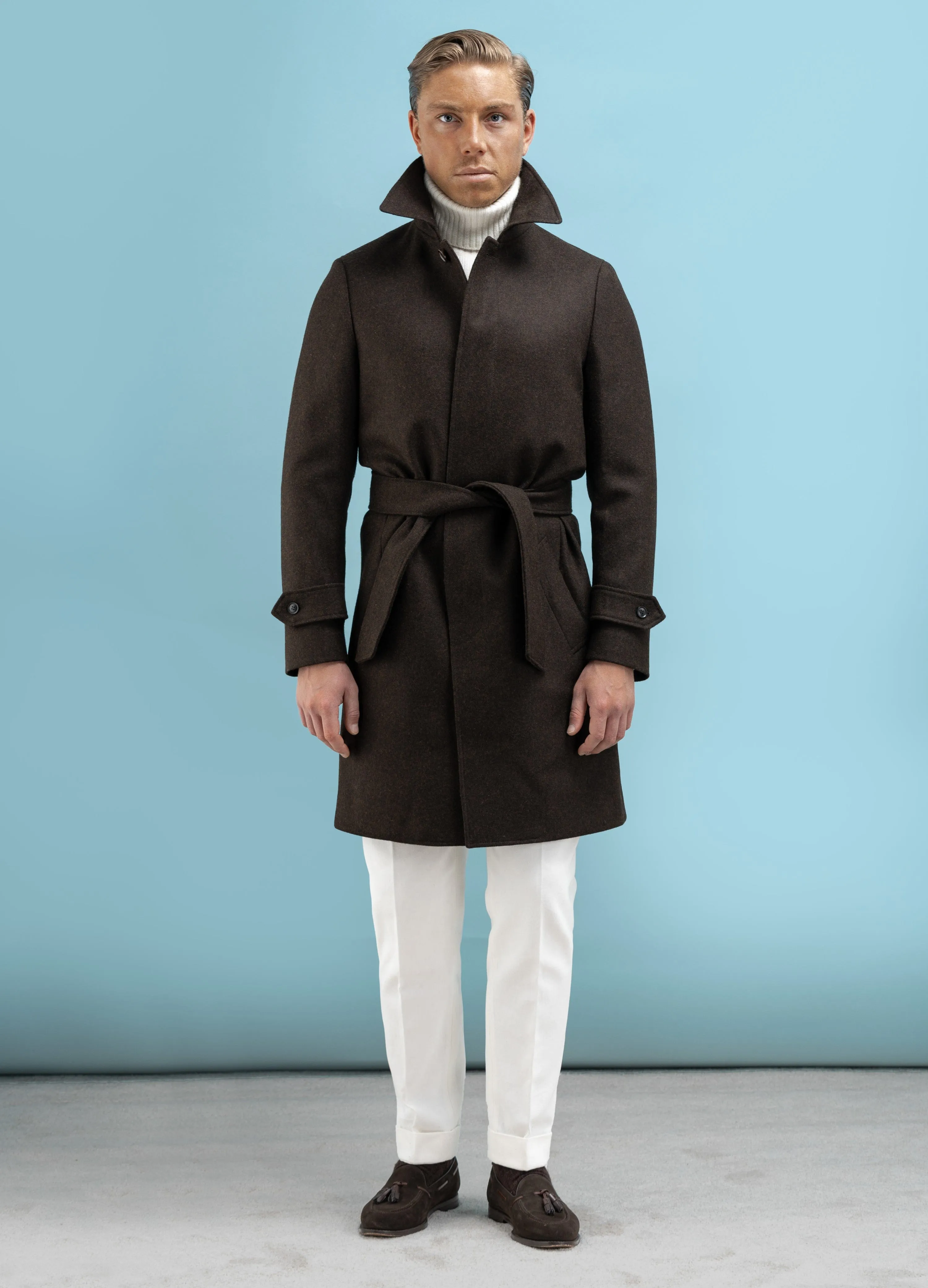 Belted Brown Lambswool Coat