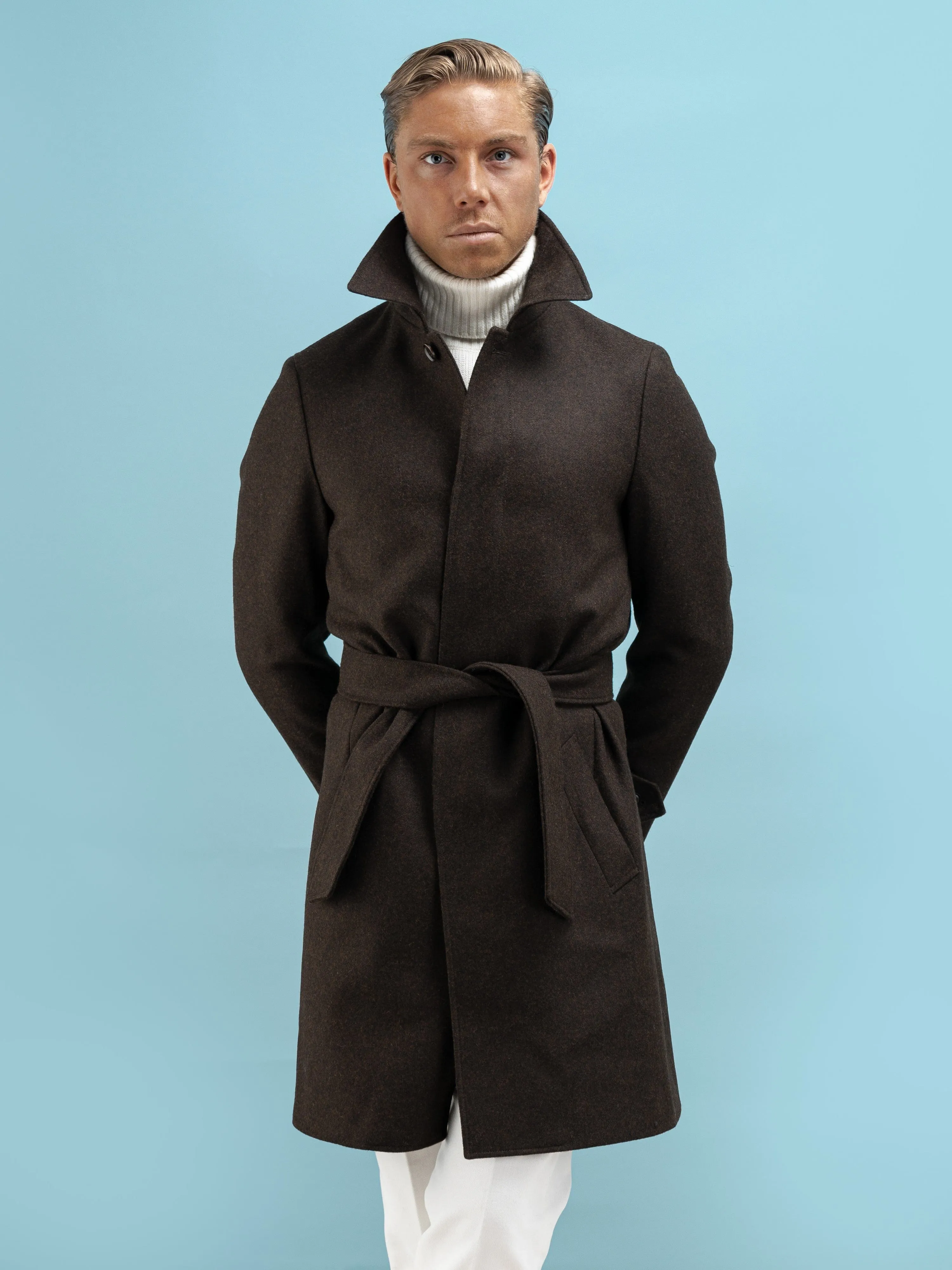 Belted Brown Lambswool Coat