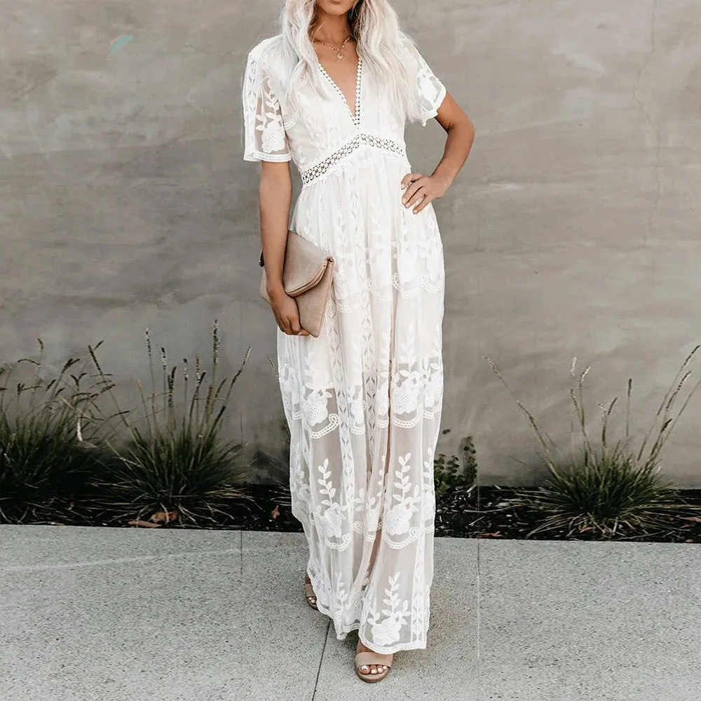 Bernadette Lace Boho Maxi Dress