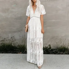 Bernadette Lace Boho Maxi Dress