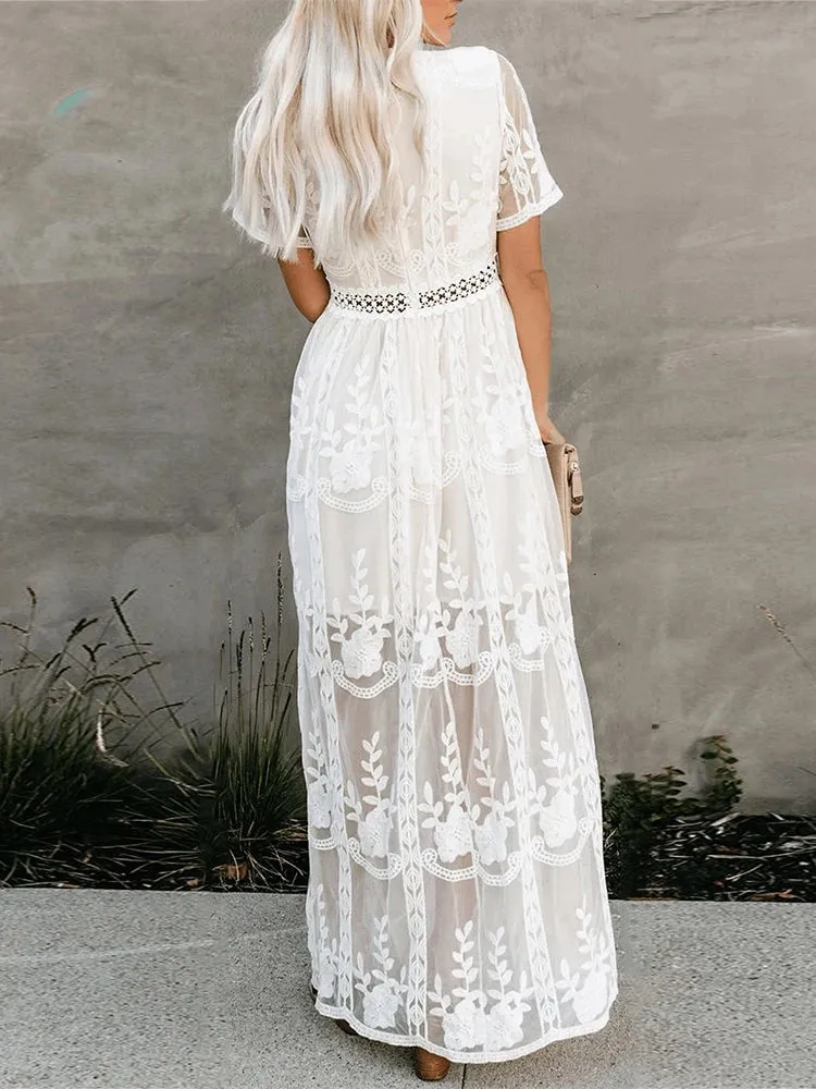 Bernadette Lace Boho Maxi Dress