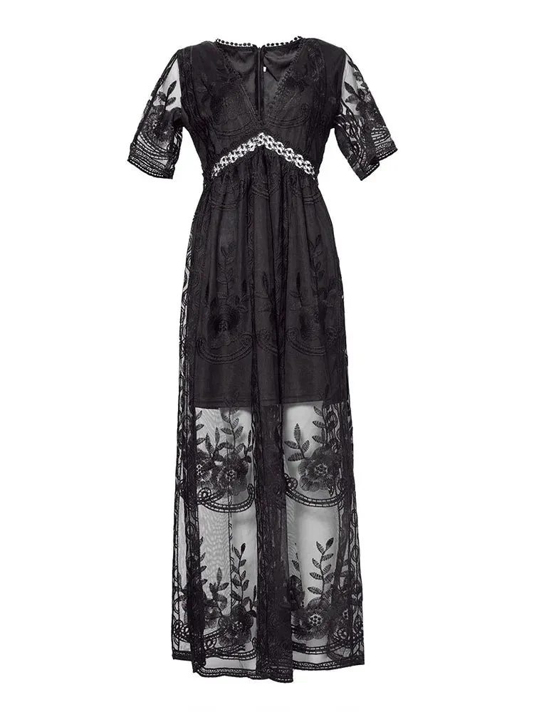 Bernadette Lace Boho Maxi Dress