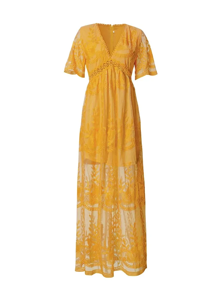 Bernadette Lace Boho Maxi Dress