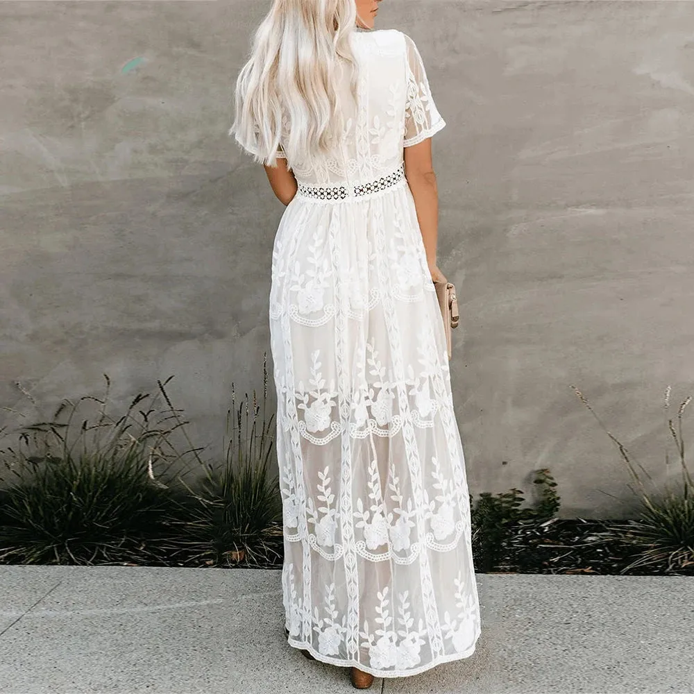 Bernadette Lace Boho Maxi Dress