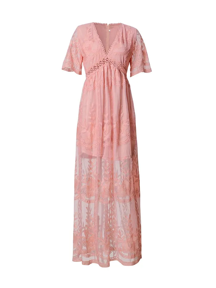 Bernadette Lace Boho Maxi Dress