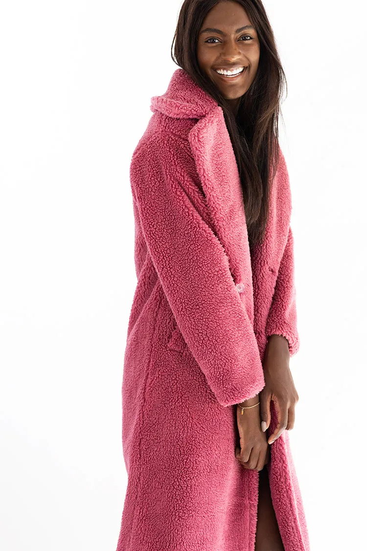 Berry Teddy Coat