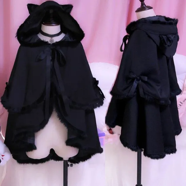 Black Cat Hoodie Bat Sleeve Cloak Coat SD01743