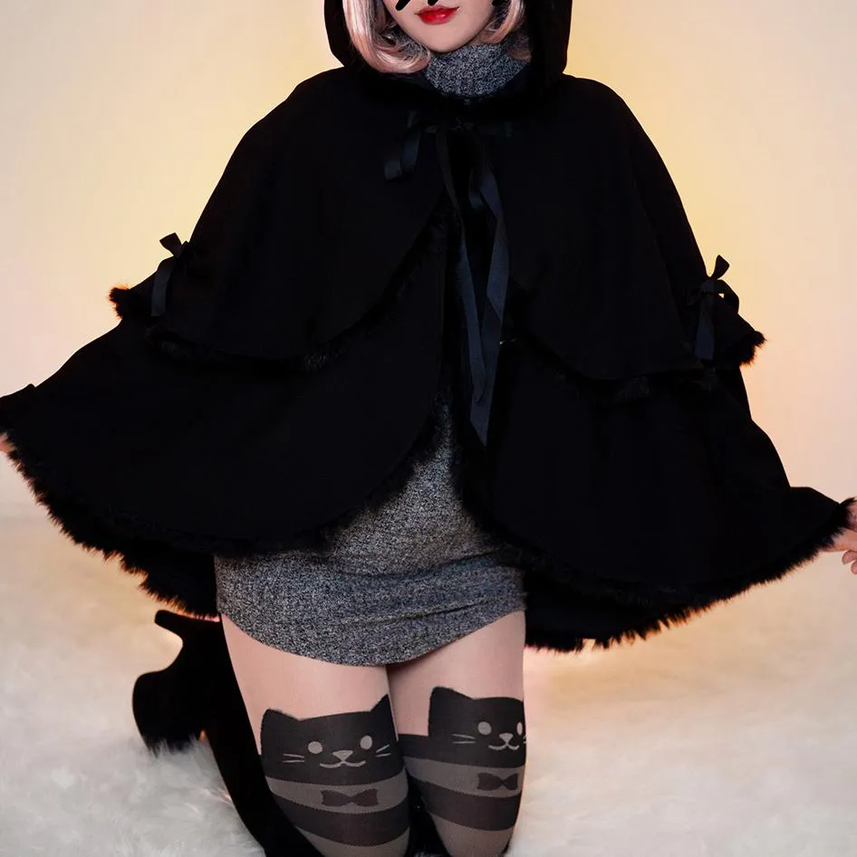 Black Cat Hoodie Bat Sleeve Cloak Coat SD01743