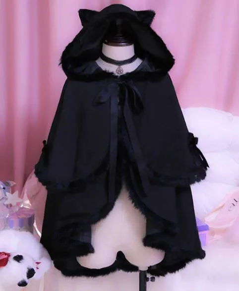 Black Cat Hoodie Bat Sleeve Cloak Coat SD01743