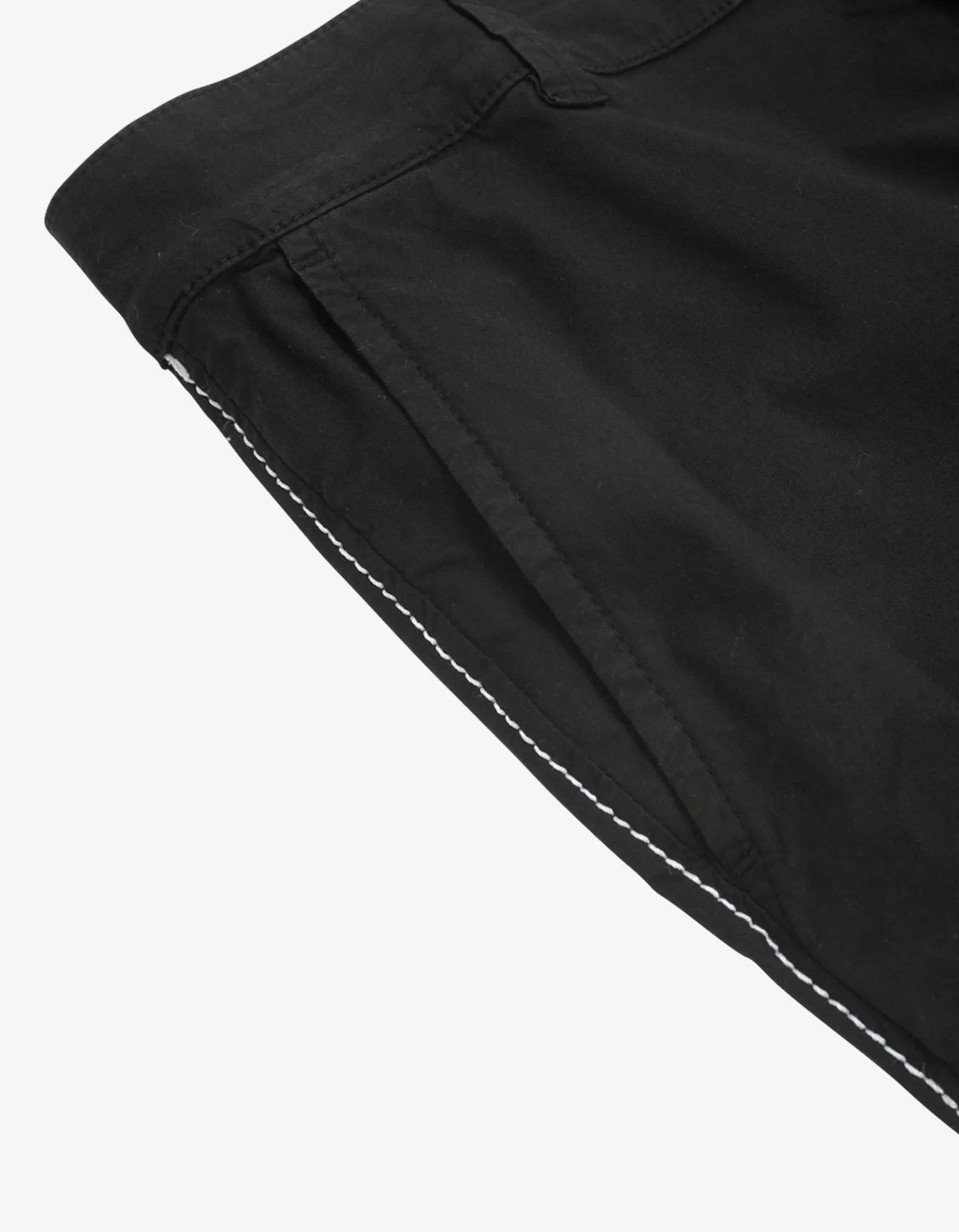 Black Contrast Stitch Chino Trousers