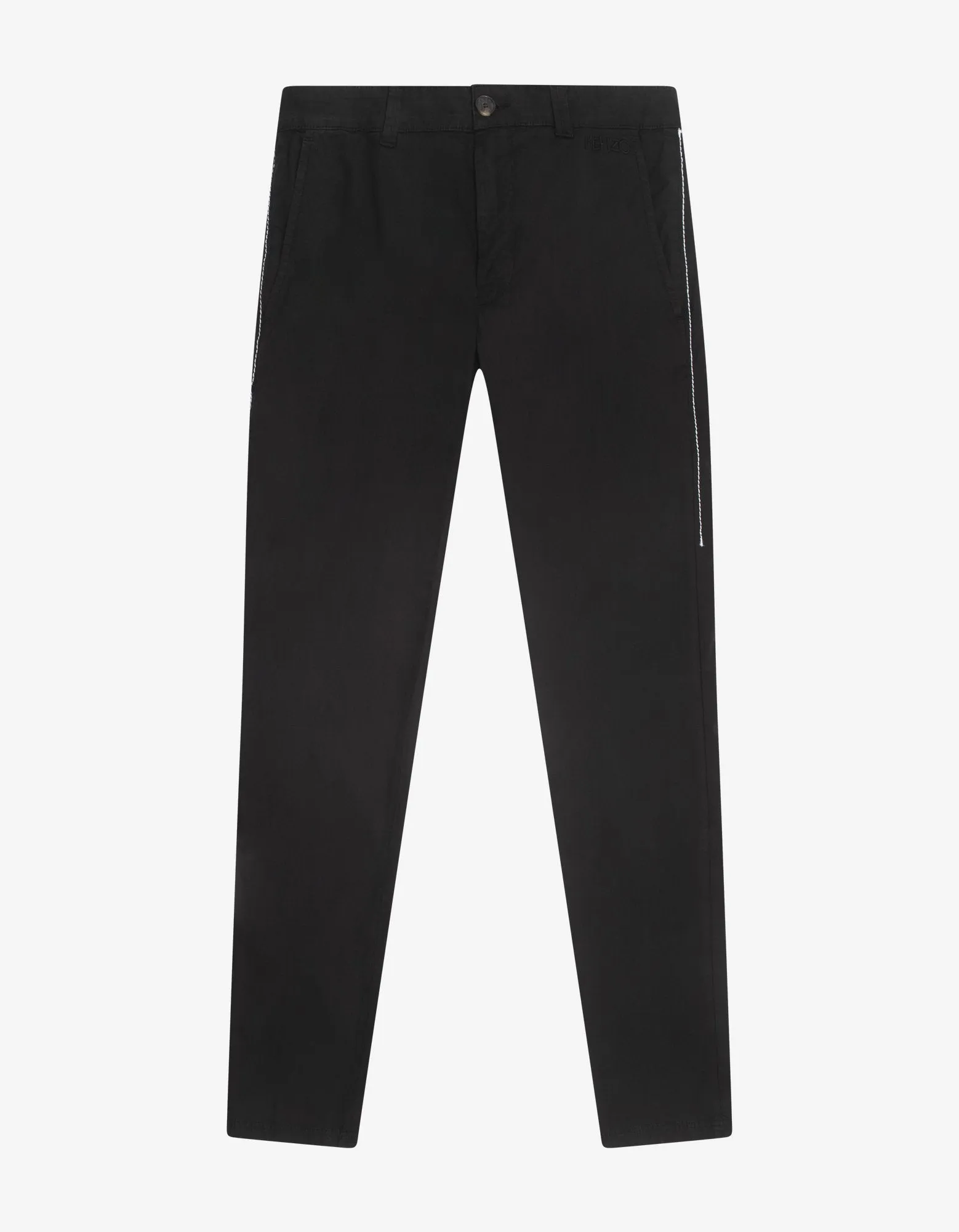 Black Contrast Stitch Chino Trousers