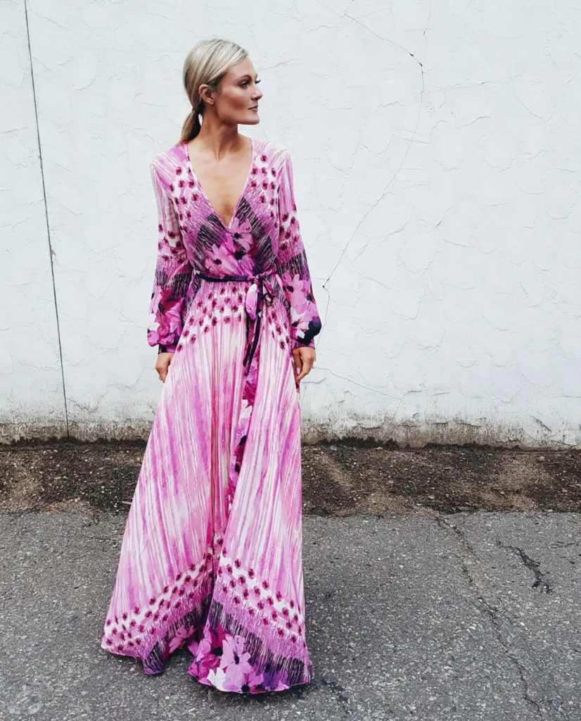 Boho Printed Long Sleeve Maxi Dress Bohemian Maxi Dress