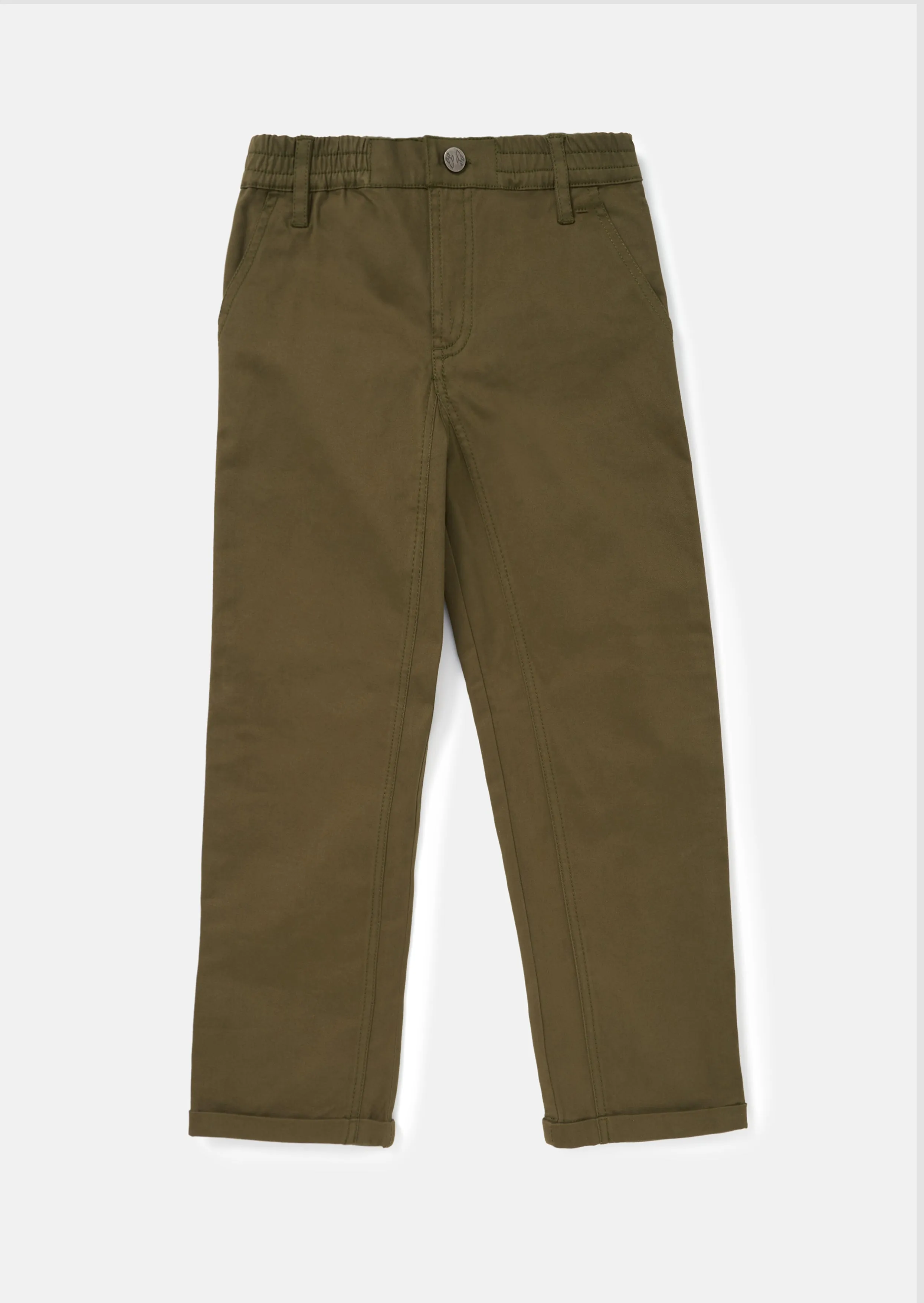 Boys Smart Cotton Solid Green Chino Pants