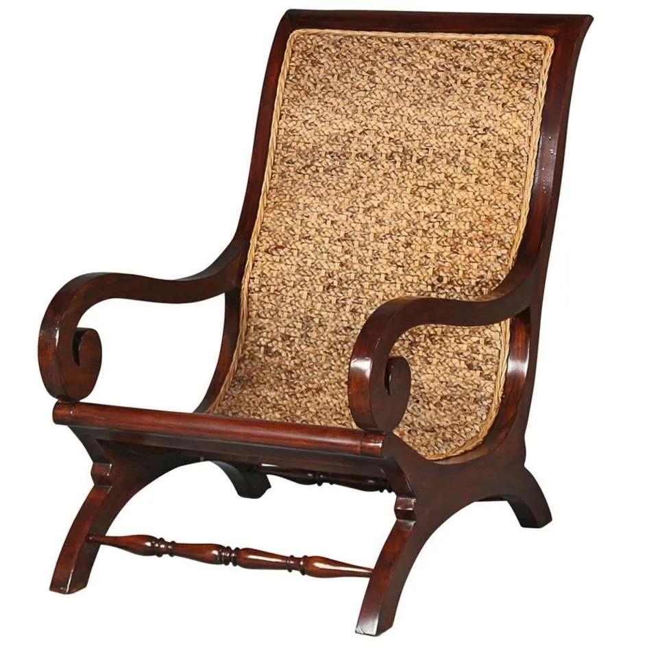 British Colonies Plantation Handsome Mahogany Chair and Footstool