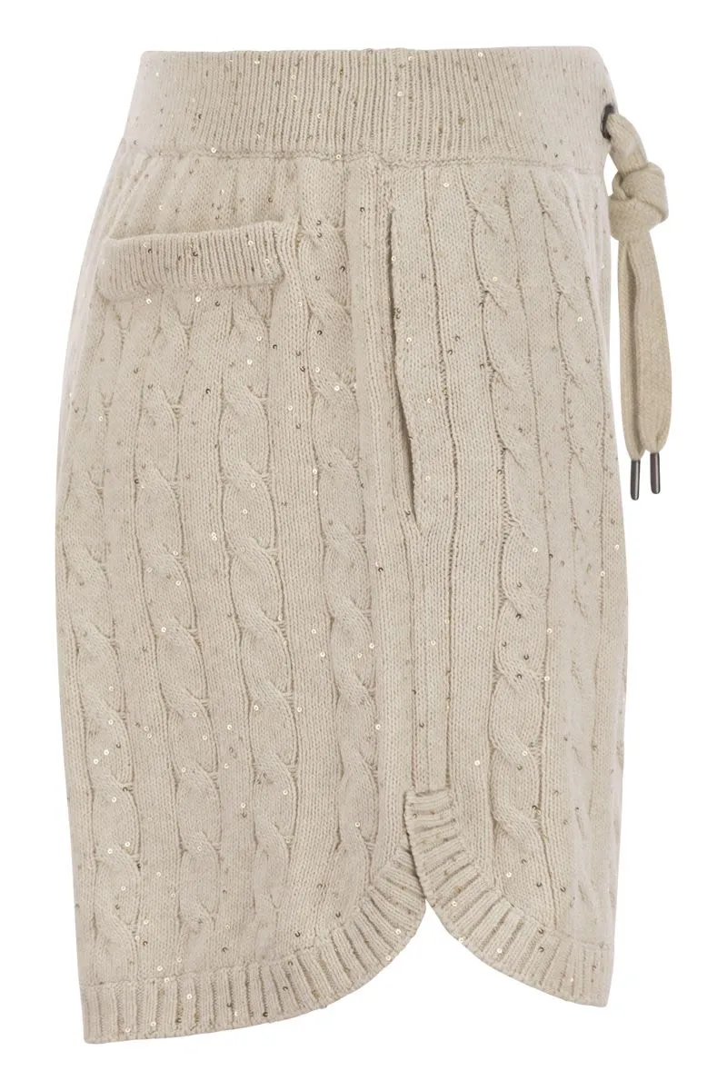 BRUNELLO CUCINELLI Woven Cotton Shorts with Sequins for Women