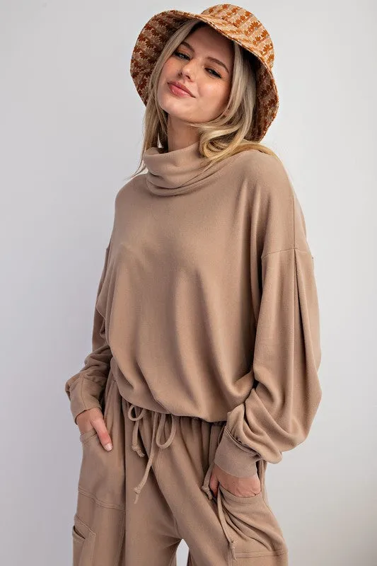 Brushed Hacci Cowl Knit Top